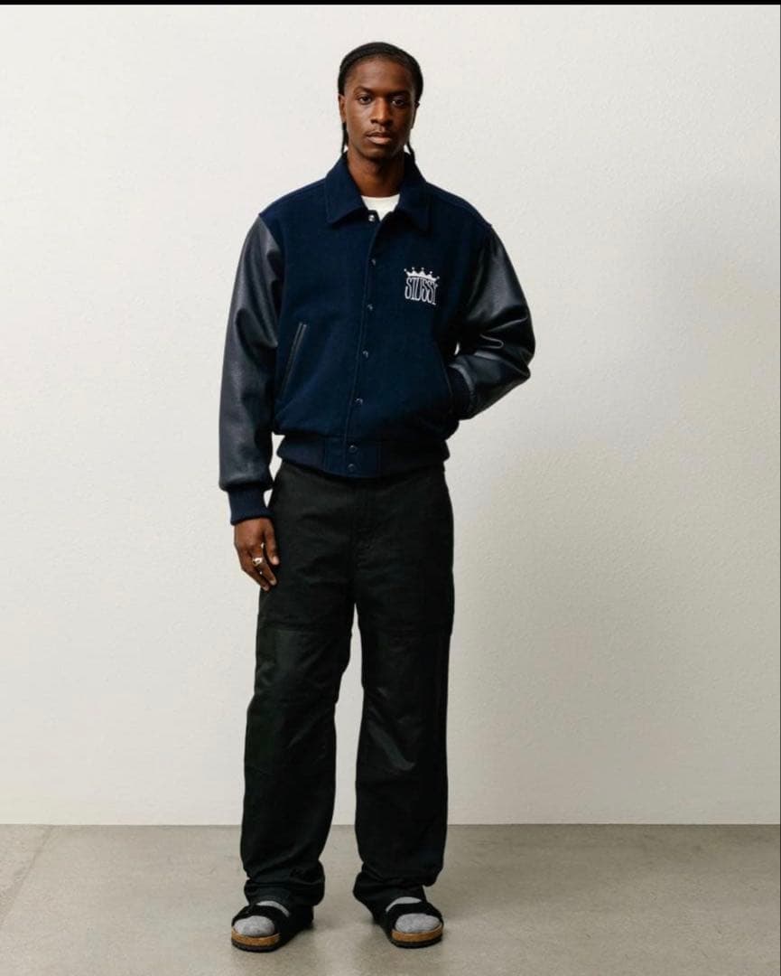 希少 STUSSY KING VARSITY JACKET スタジャン