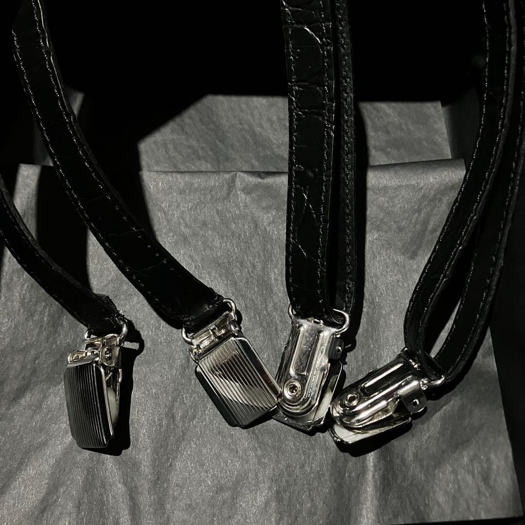 CELINE レザー サスペンダー ブラック クロコ型 新品未使用
