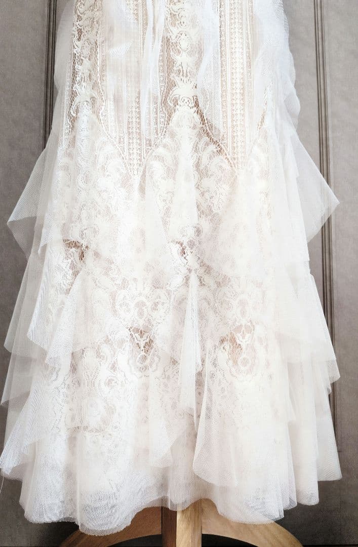 【BCBGMAXAZRIA】レースとチュールが素敵な美シルエット ロングドレス☆