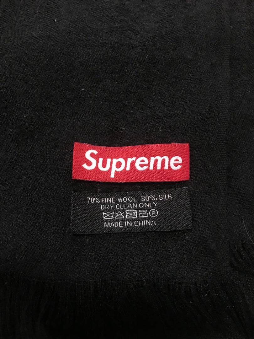 Supreme FUCK wool scarf 総柄 マフラー スカーフ 黒