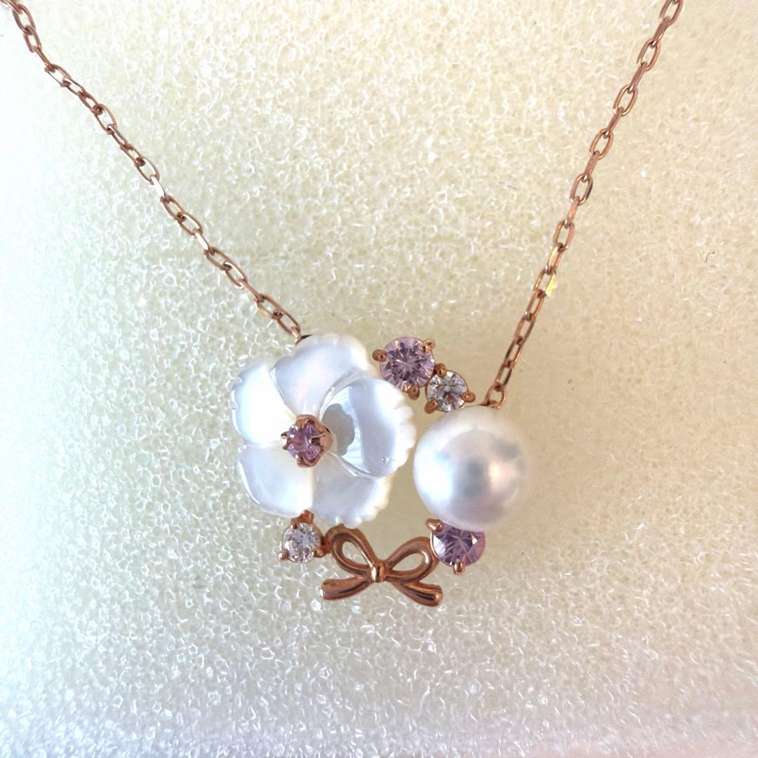 BLOOM♡K10ピンクゴールド 撫子モチーフネックレス