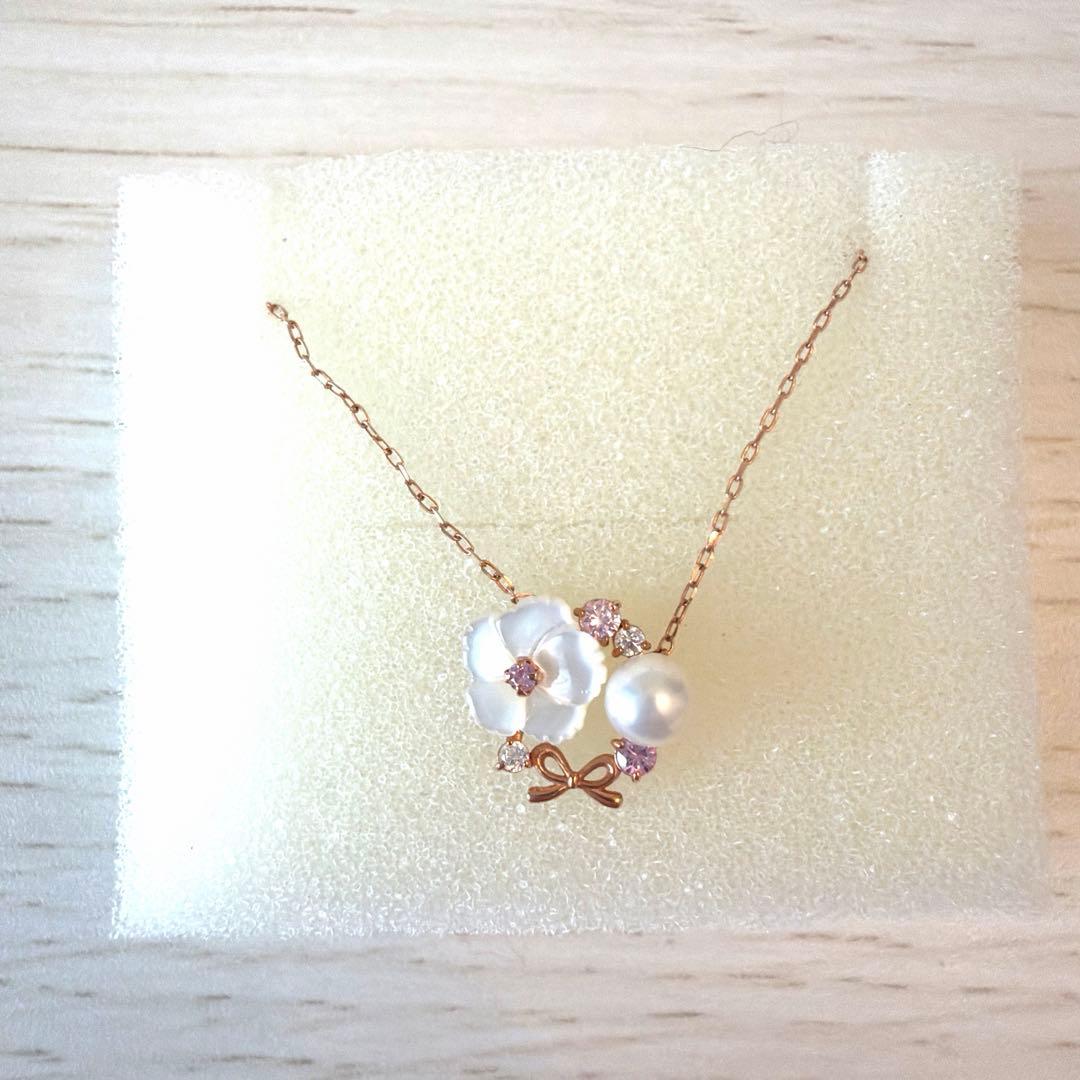 BLOOM♡K10ピンクゴールド 撫子モチーフネックレス