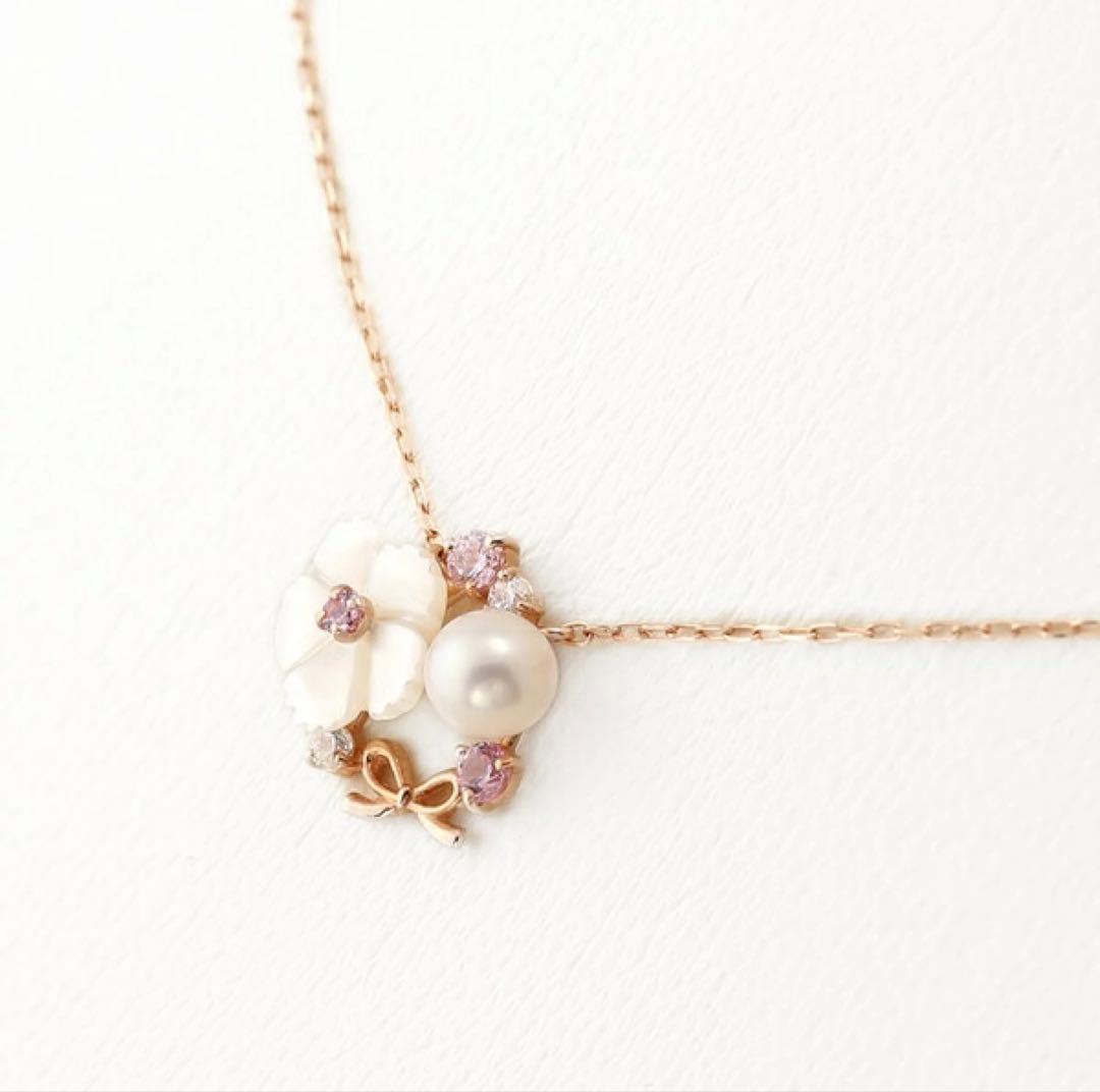 BLOOM♡K10ピンクゴールド 撫子モチーフネックレス