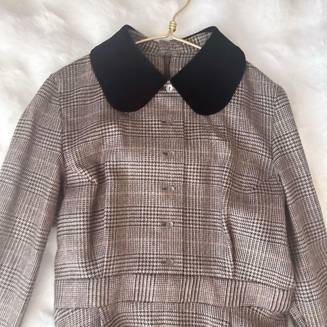 【極美品】 foufou グレンチェックラウンドカラーワンピース サイズ1 M