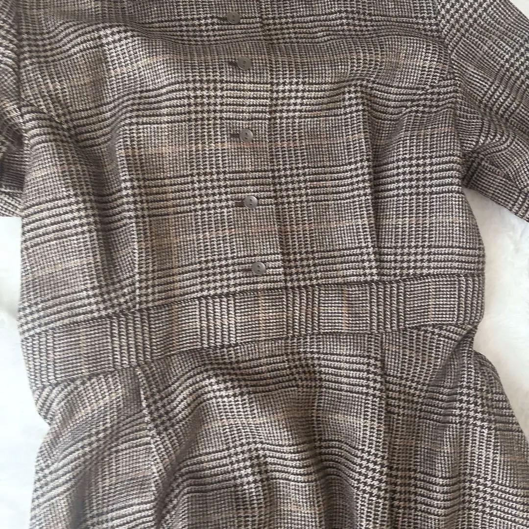 【極美品】 foufou グレンチェックラウンドカラーワンピース サイズ1 M