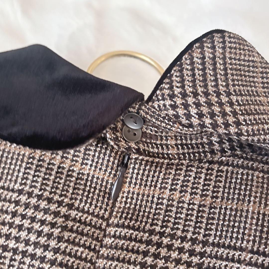 【極美品】 foufou グレンチェックラウンドカラーワンピース サイズ1 M