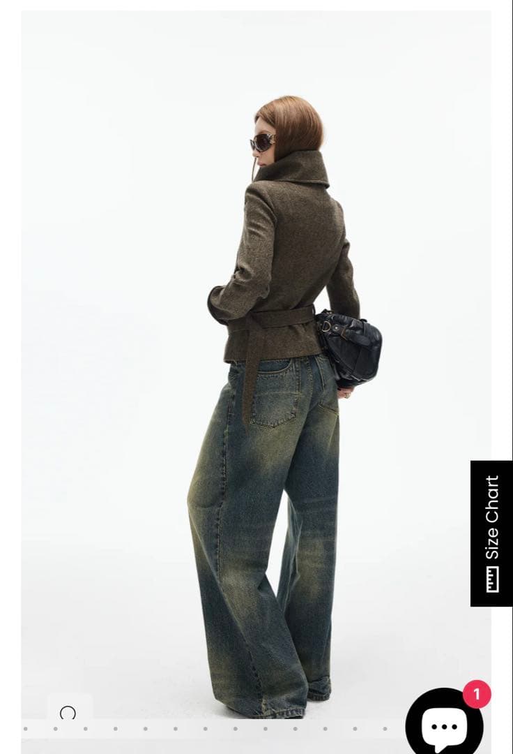 【超美品】PINKPARKS ハイネックベルト付きダブルブレストジャケット