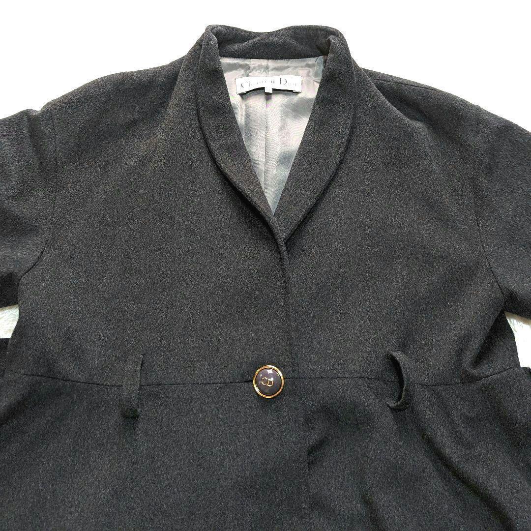 【美品】クリスチャンディオール チェスターコート カシミヤ100% グレー