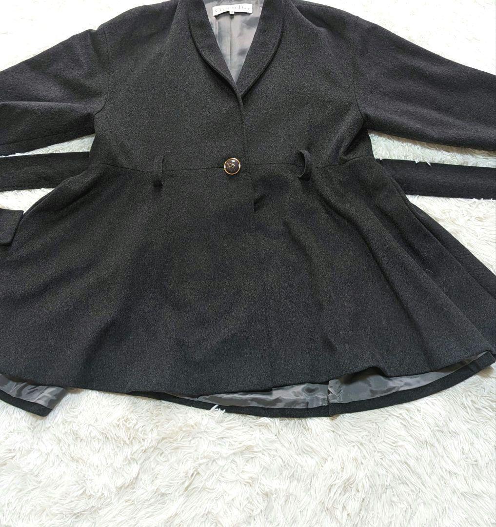 【美品】クリスチャンディオール チェスターコート カシミヤ100% グレー