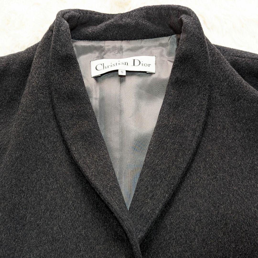 【美品】クリスチャンディオール チェスターコート カシミヤ100% グレー