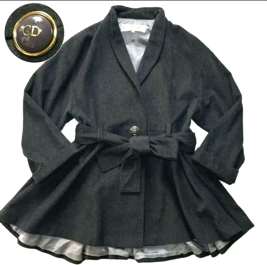 【美品】クリスチャンディオール チェスターコート カシミヤ100% グレー