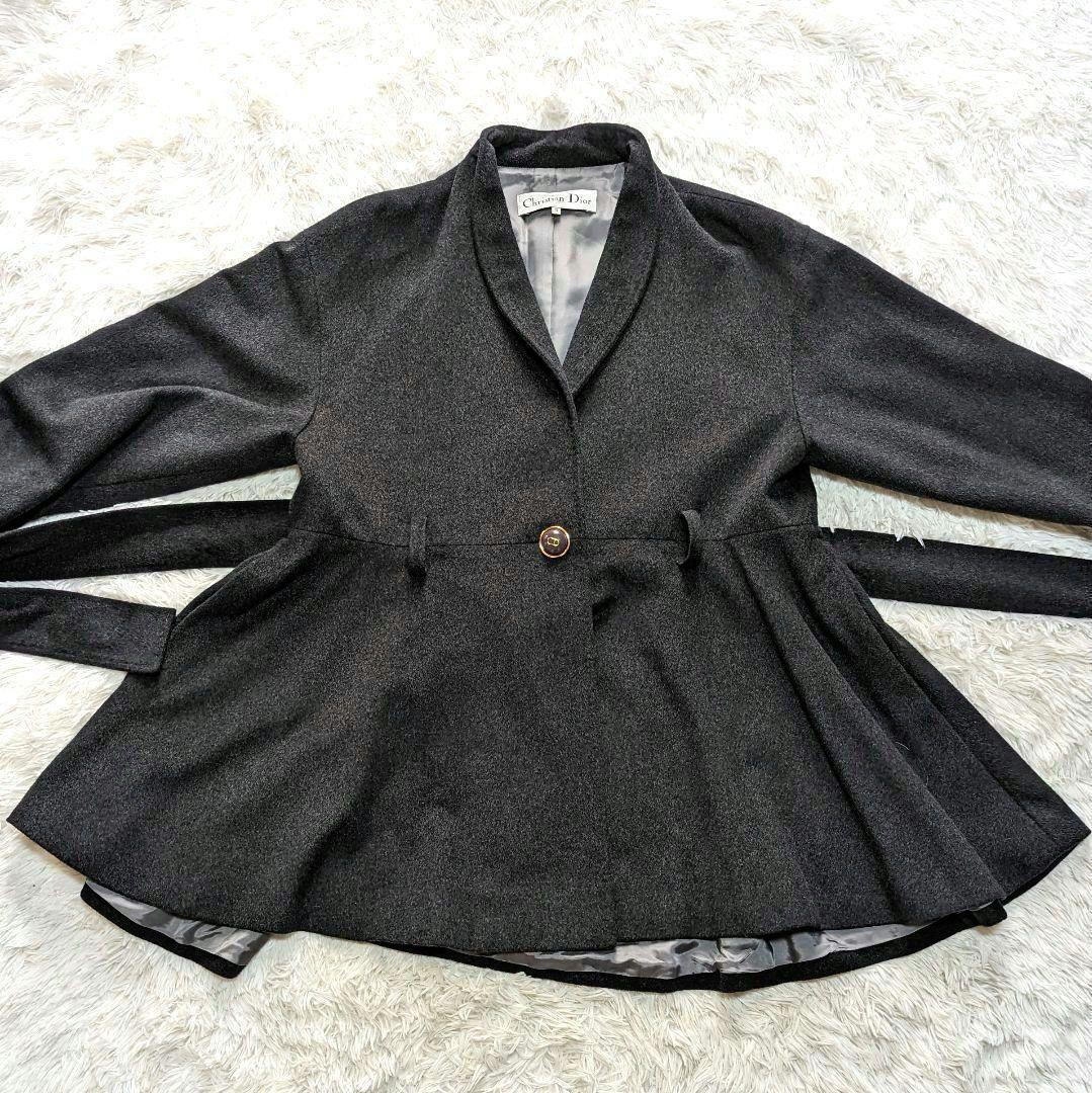 【美品】クリスチャンディオール チェスターコート カシミヤ100% グレー