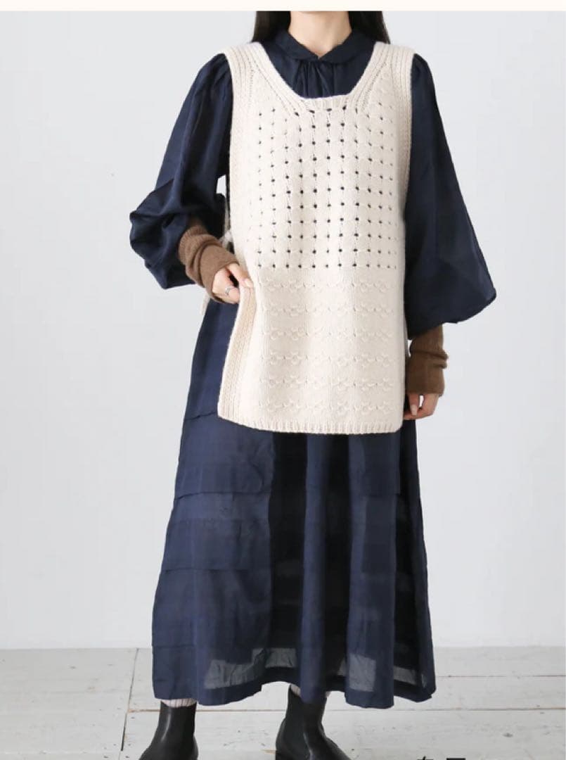 ほっくーTOWAVASE パニエロングベスト　ジレ　カシミア100%