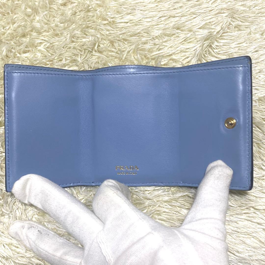 美品✨ PRADA プラダ 三つ折り財布 リボン サフィアーノ ミニレター