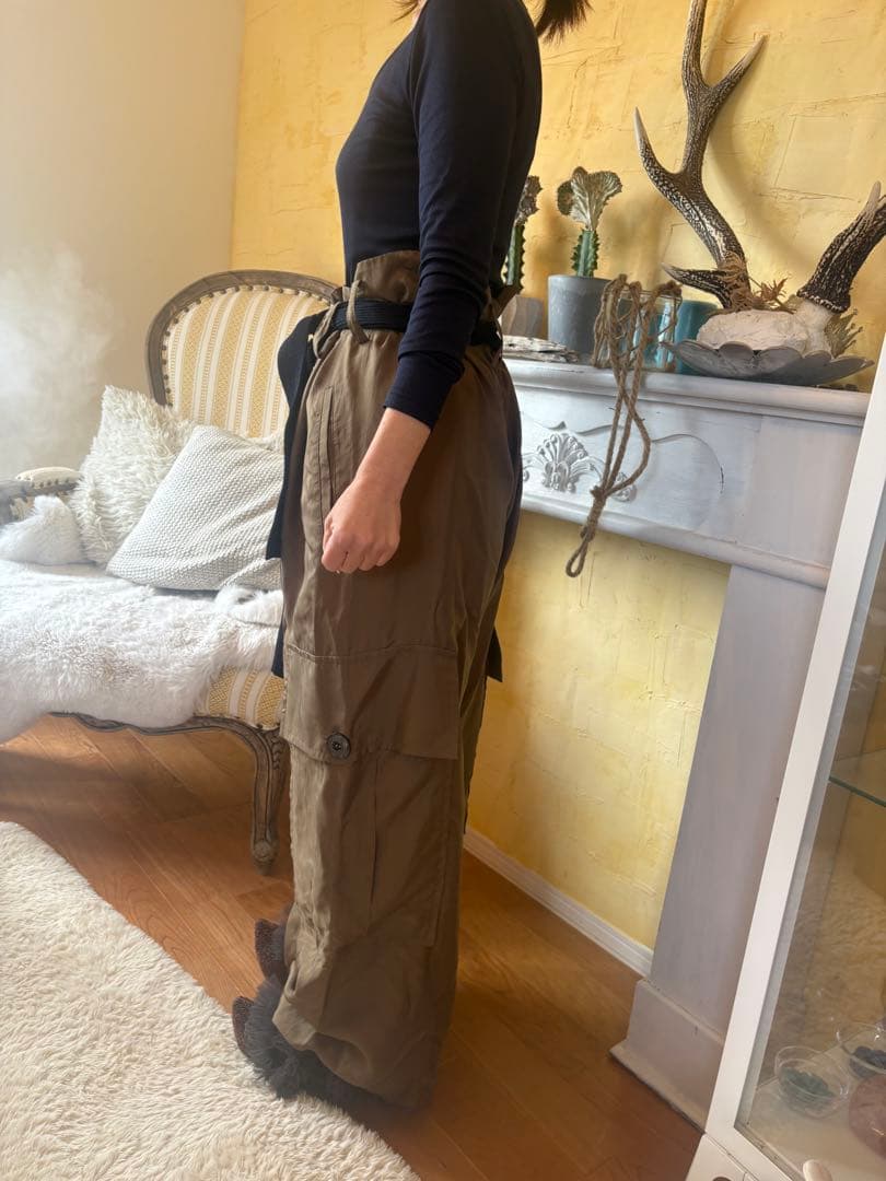 セール‼️y's カーキ ワークパンツ サイドポケット付き