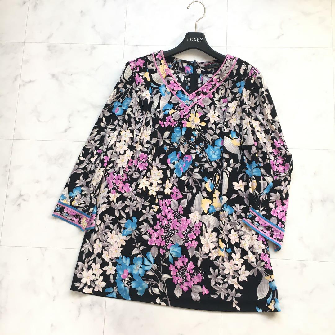 近年美品　LEONARD レオナール　カンカン　ストレッチ　チュニック　42