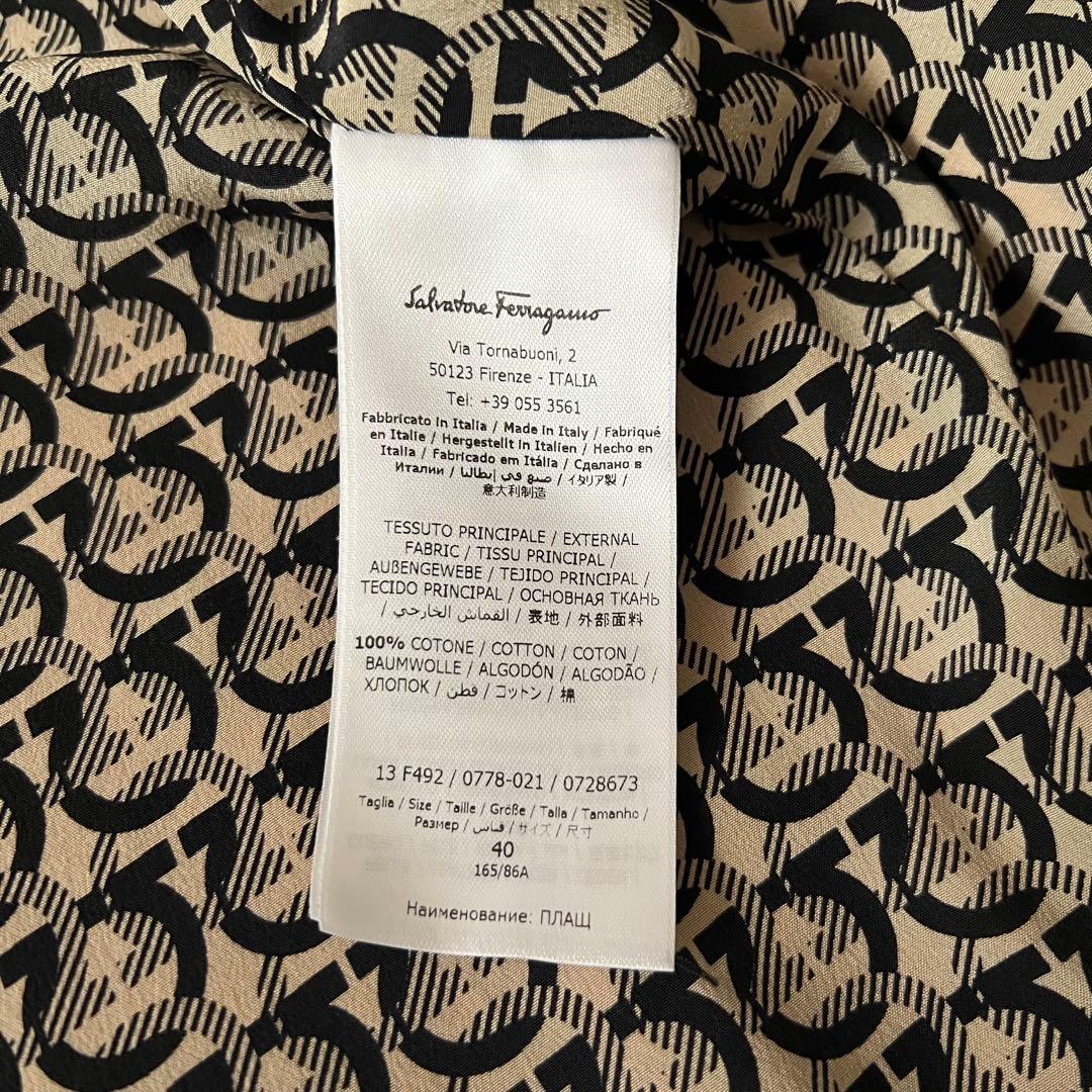 現行 美品 サルヴァトーレフェラガモ ステンカラーコート ガンチーニ 総柄レザー