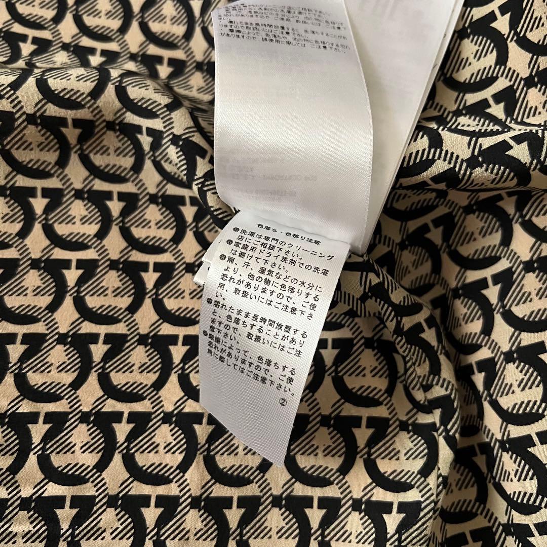 現行 美品 サルヴァトーレフェラガモ ステンカラーコート ガンチーニ 総柄レザー