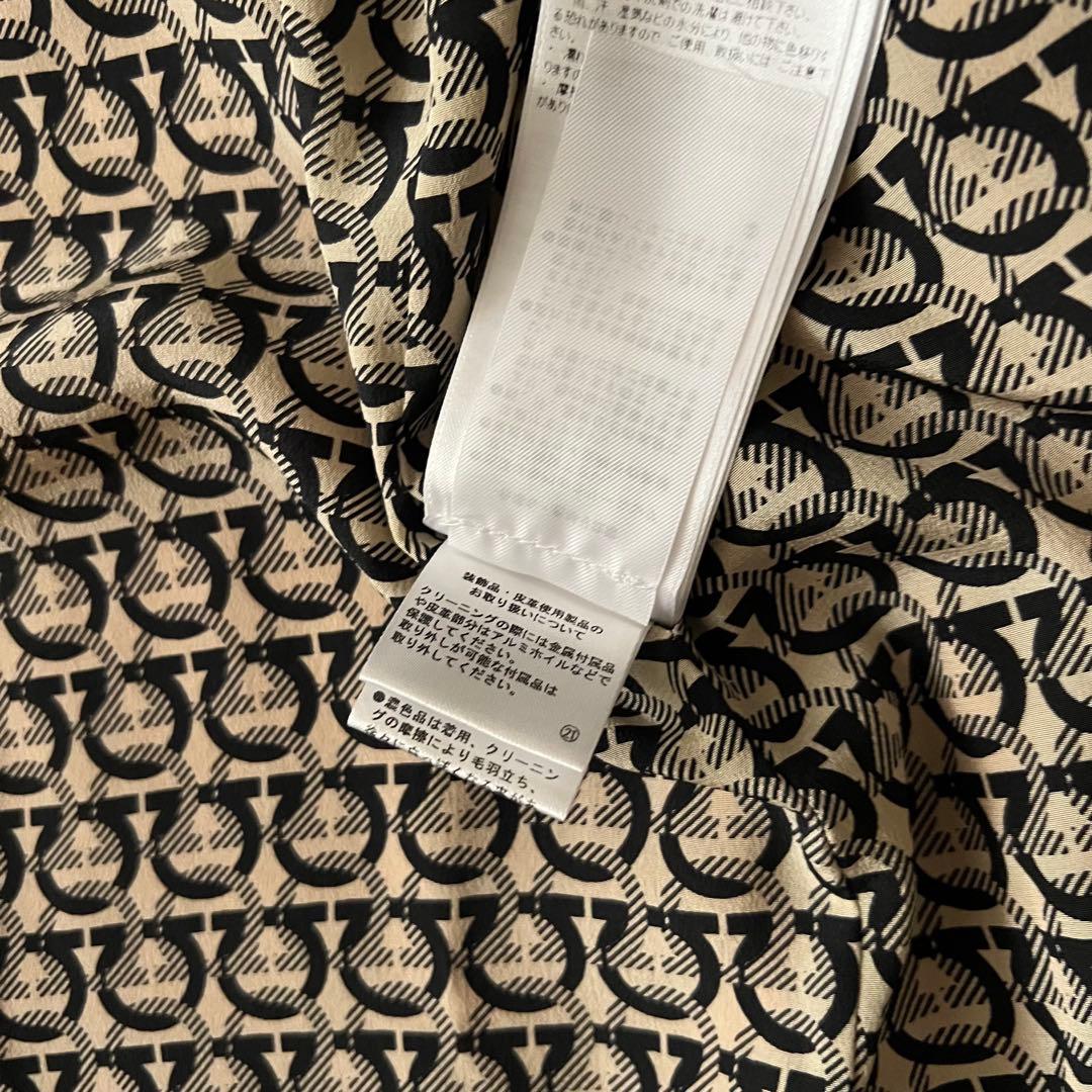 現行 美品 サルヴァトーレフェラガモ ステンカラーコート ガンチーニ 総柄レザー