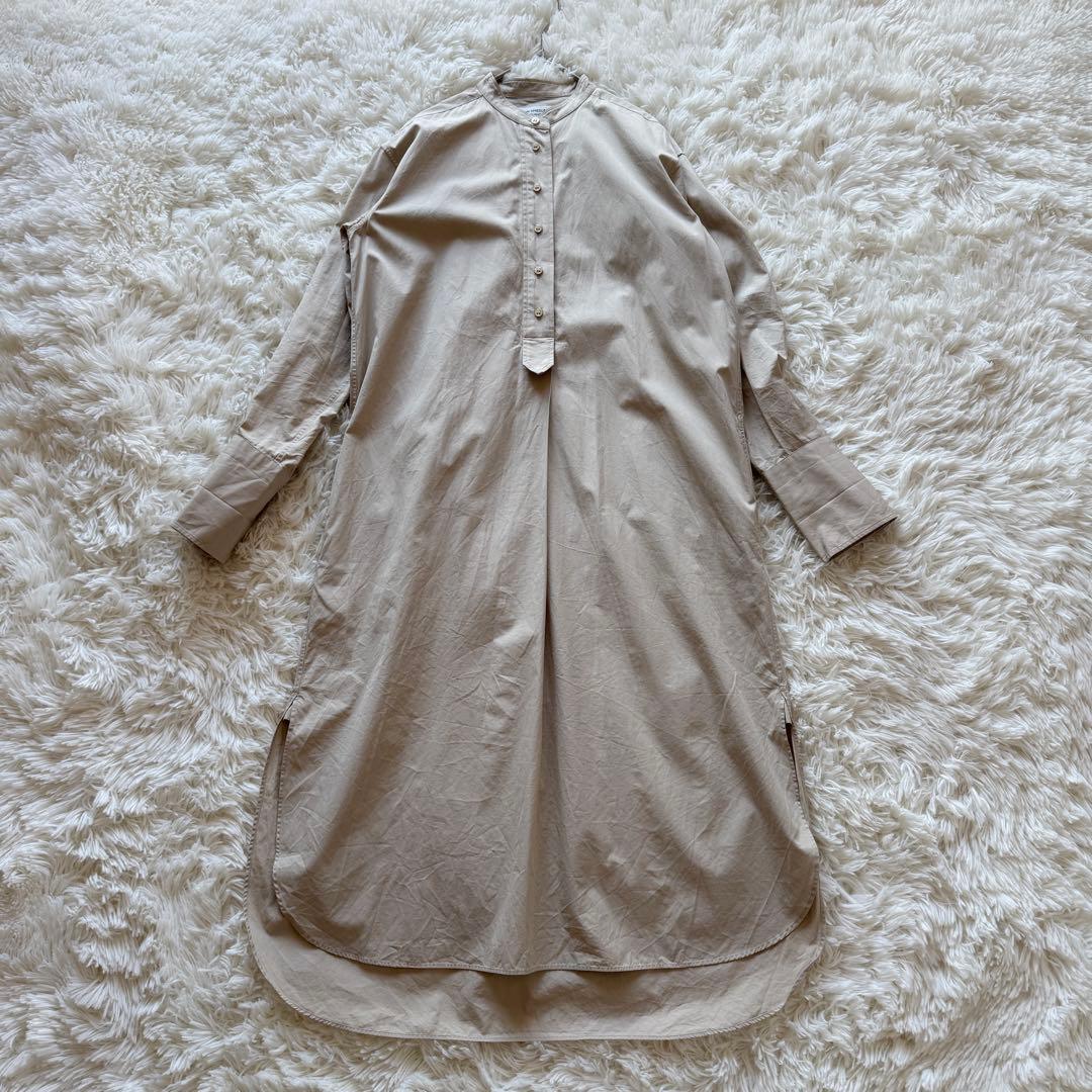 ジョンスメドレー コットンスタンドネックシャツドレス ワンピース マキシ 綿