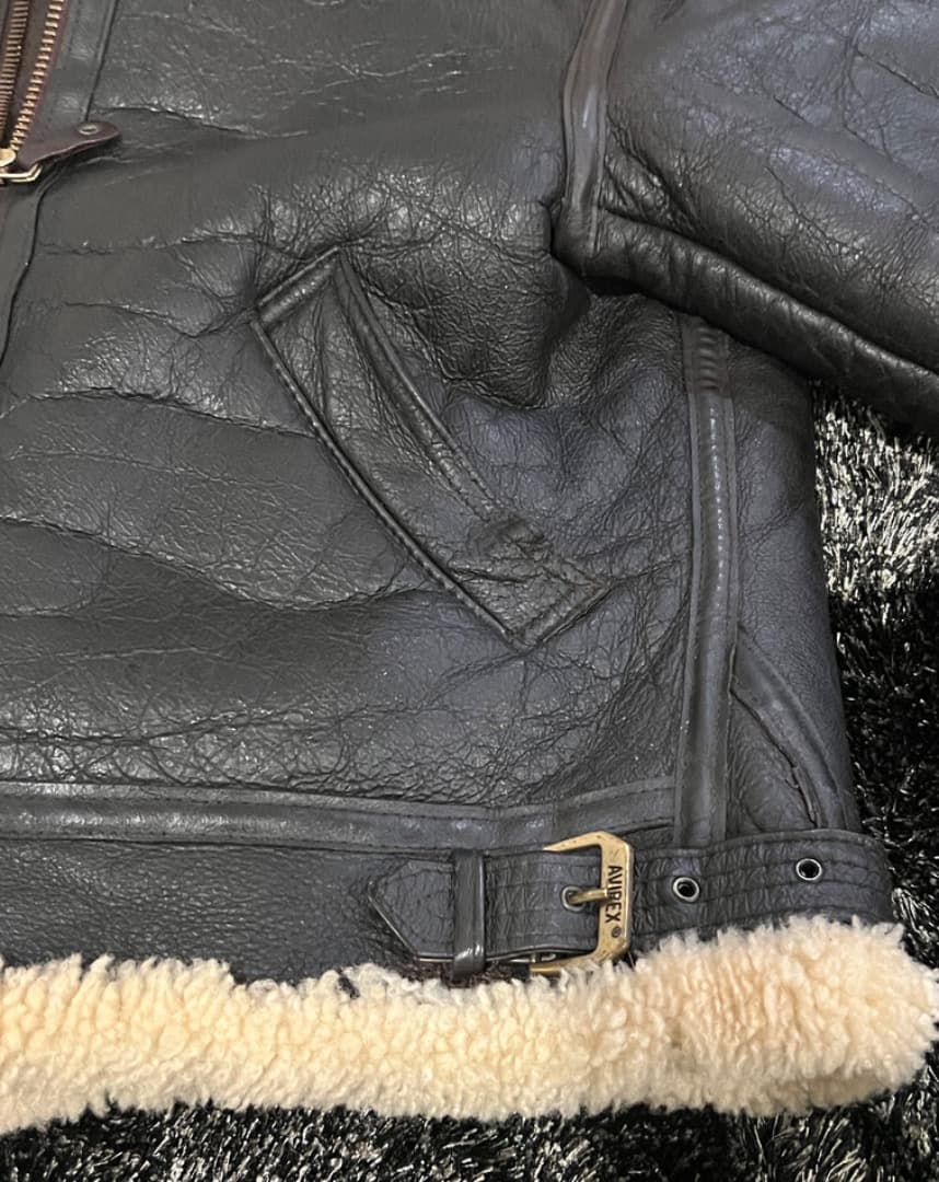 希少 AVIREX B-3 フライトジャケット ムートン ブラック40 本革