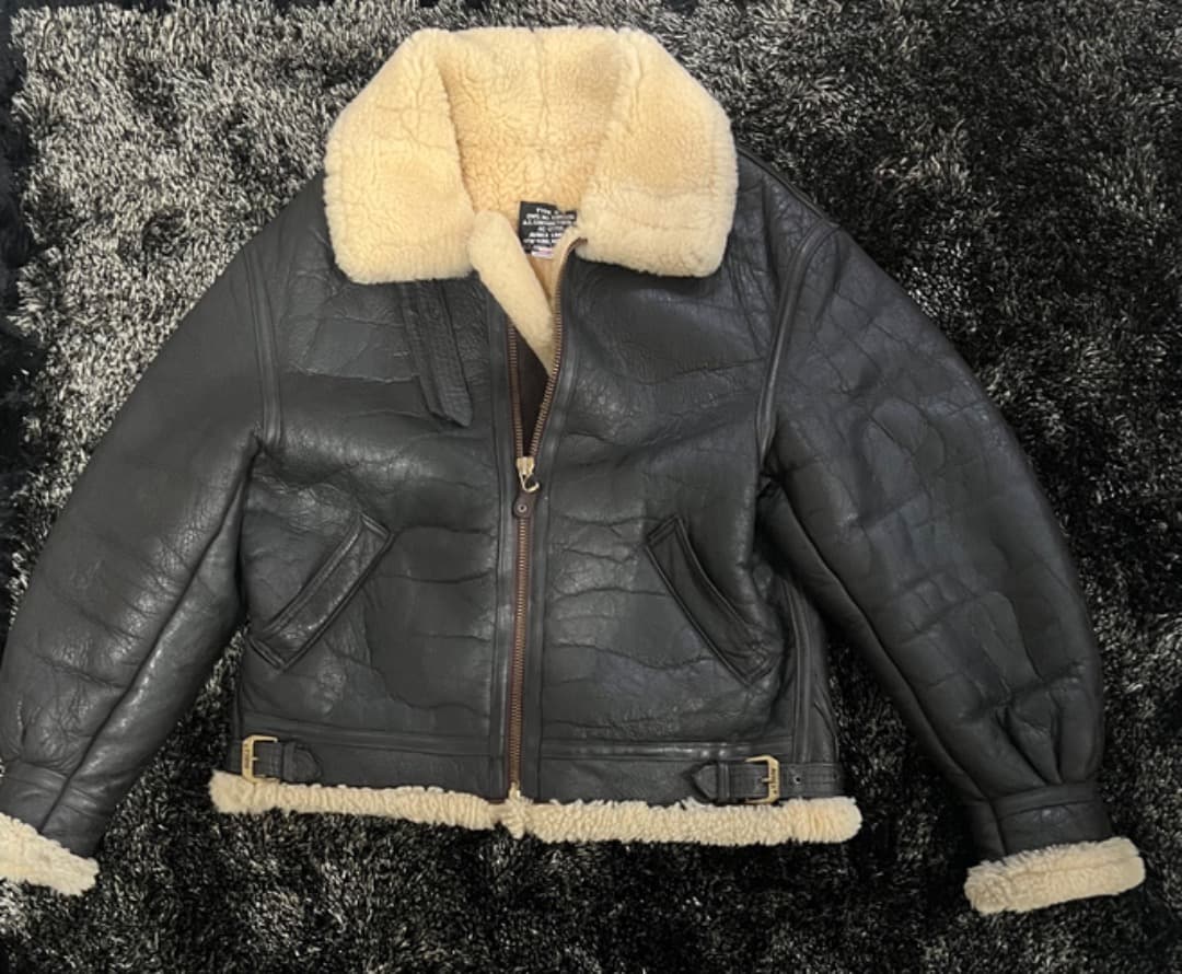 希少 AVIREX B-3 フライトジャケット ムートン ブラック40 本革