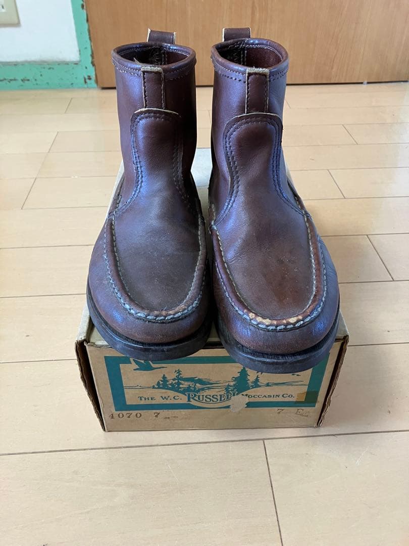 ラッセルモカシン ノックアバウトブーツ ブラウン 箱付き　7EE