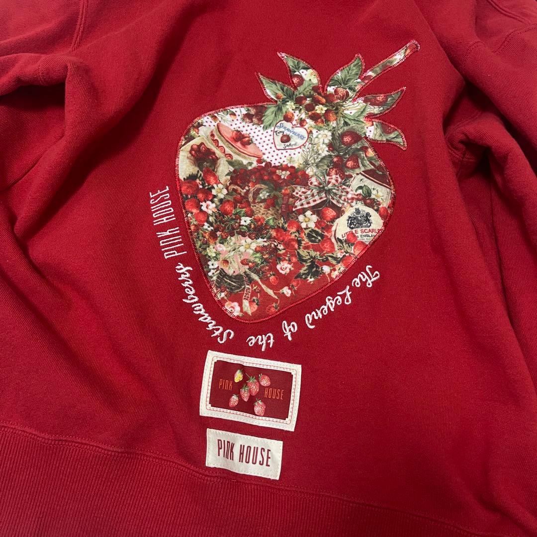 ピンクハウスいちご＆チェリーミーティングアップリケパーカー　赤