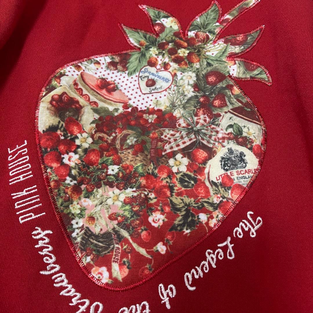 ピンクハウスいちご＆チェリーミーティングアップリケパーカー　赤