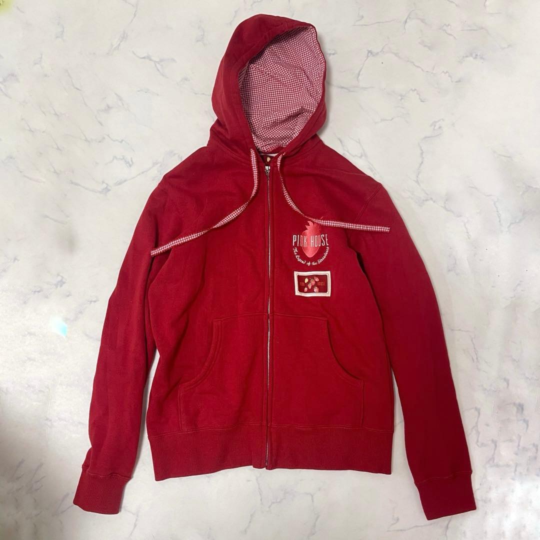 ピンクハウスいちご＆チェリーミーティングアップリケパーカー　赤