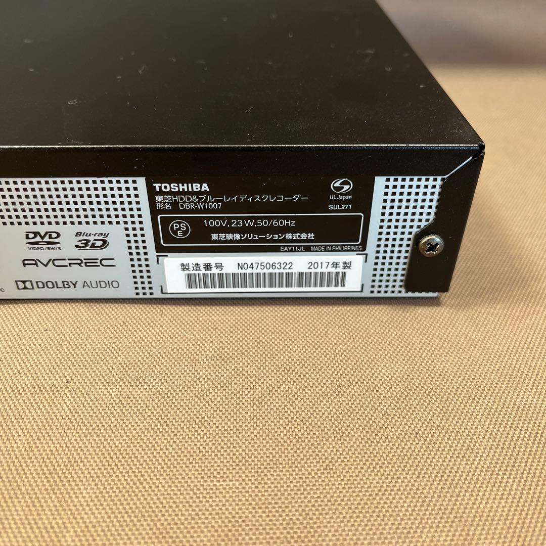 TOSHIBA REGZA レグザブルーレイ DBR-W1007 2017年