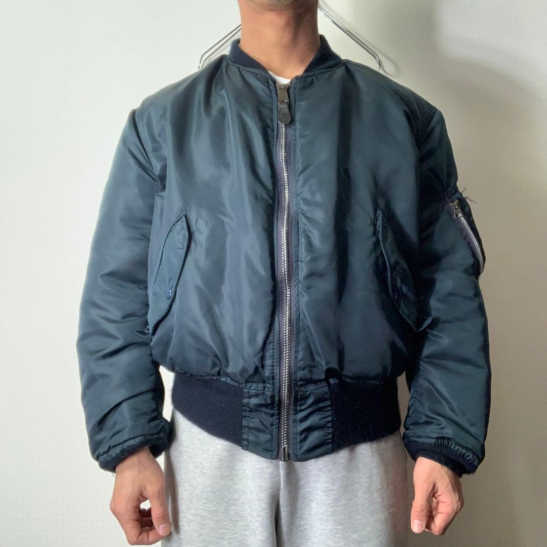 80s USA製 alpha MA-1 フライトジャケット リバーシブル 紺