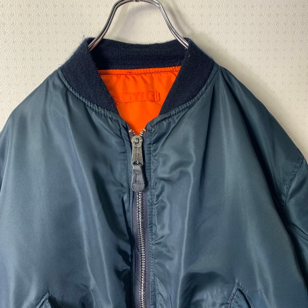 80s USA製 alpha MA-1 フライトジャケット リバーシブル 紺