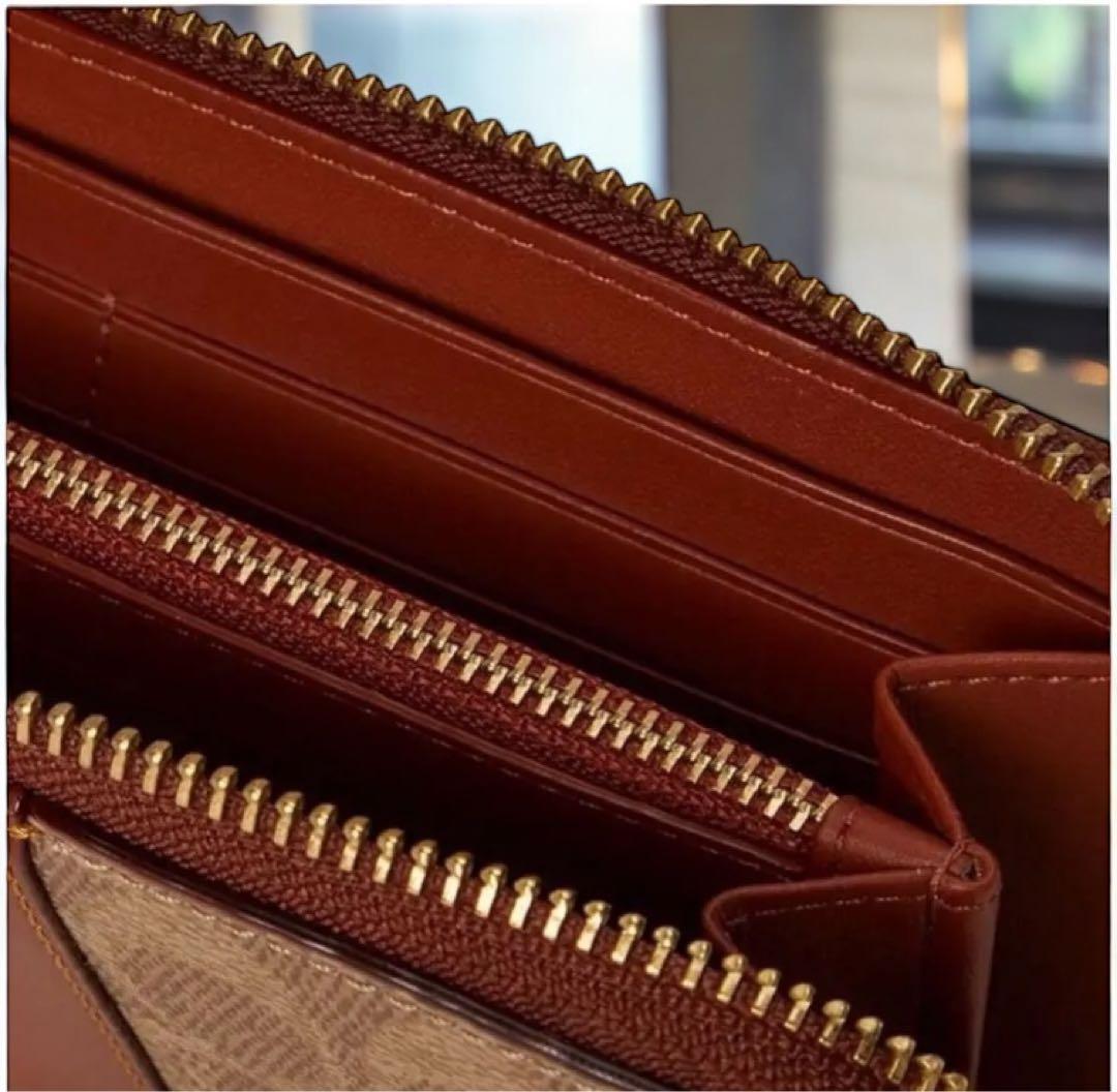 【新品】COACH ロゴ入り 長財布 ブラウン/ベージュ