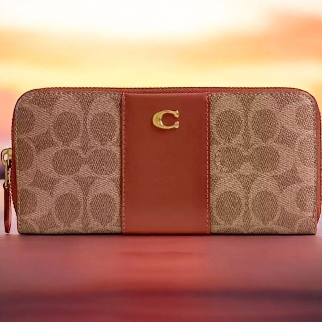 【新品】COACH ロゴ入り 長財布 ブラウン/ベージュ