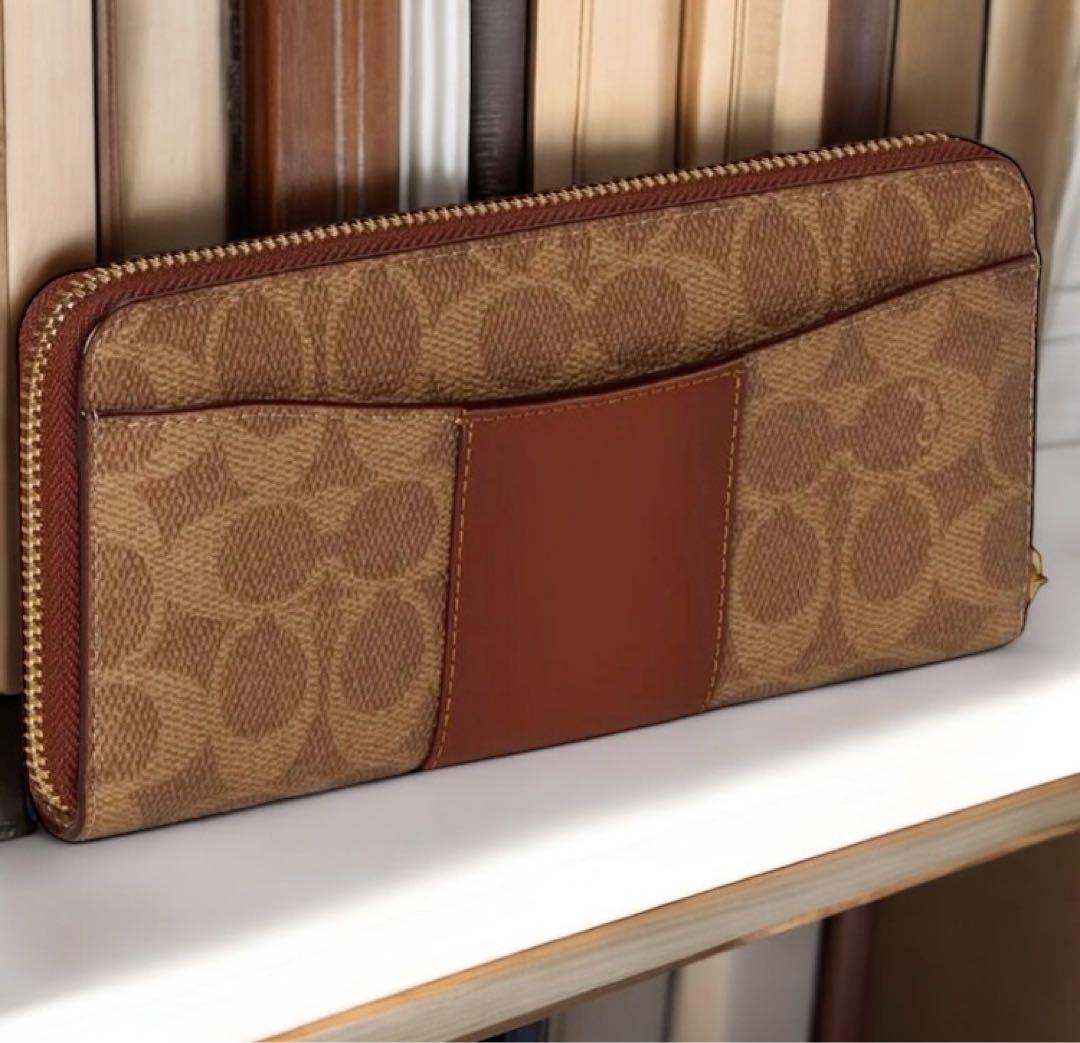 【新品】COACH ロゴ入り 長財布 ブラウン/ベージュ