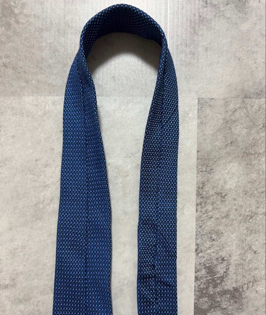 HERMES ネクタイ ハイブランド ソリッド ジャガード ネイビー