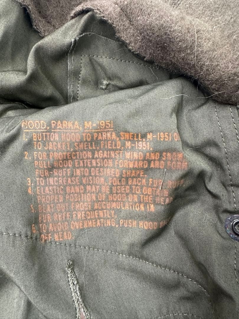 M-51 パーカー用フード　タグ赤　焼け