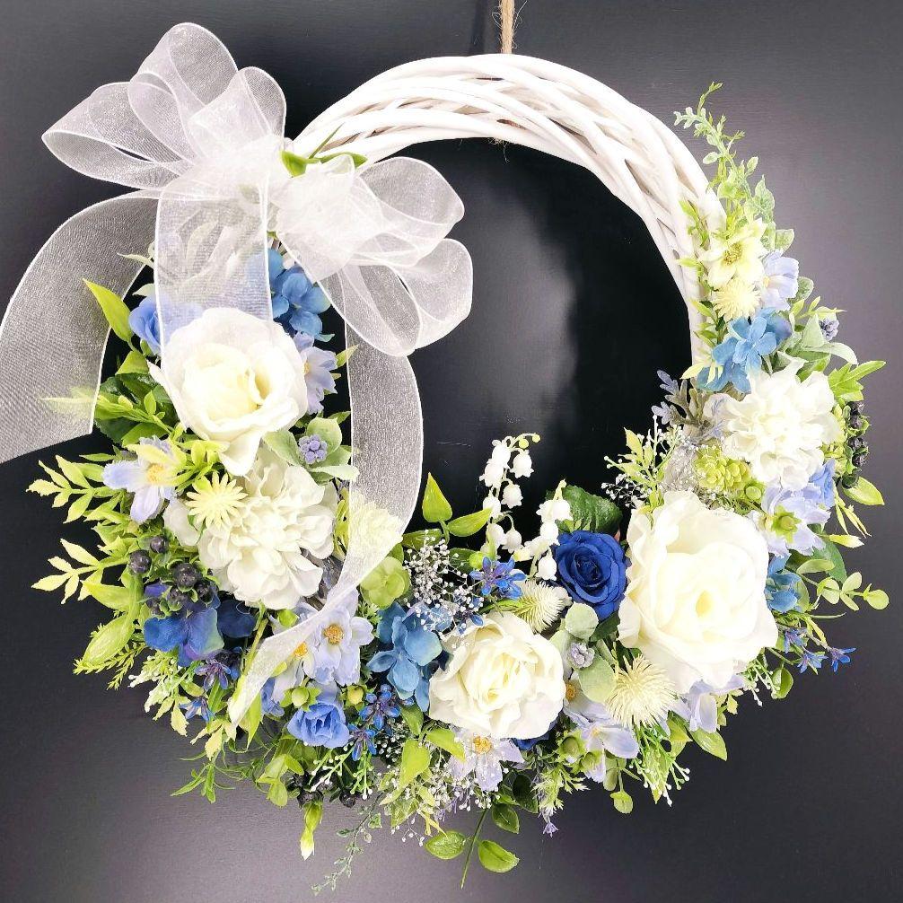 商品名【葵衣】ゆきこ❤️ローズとすずらんのフラワーリース 春リース