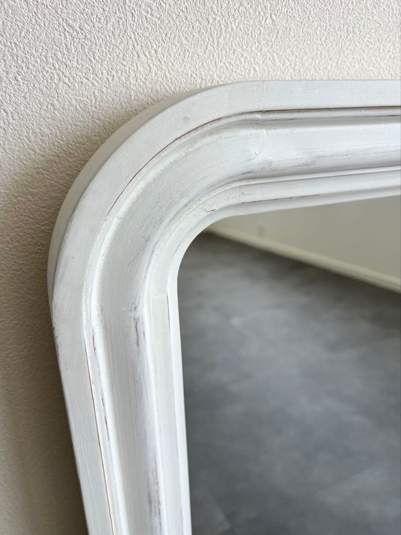 フランス輸入【新品未使用】kinoアンティークホワイト塗装ミラー インテリア