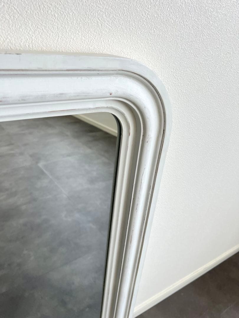 フランス輸入【新品未使用】kinoアンティークホワイト塗装ミラー インテリア