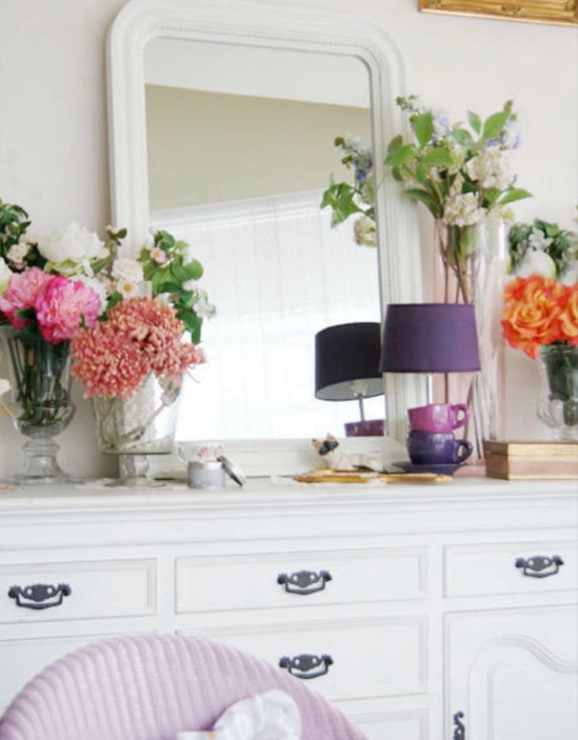 フランス輸入【新品未使用】kinoアンティークホワイト塗装ミラー インテリア