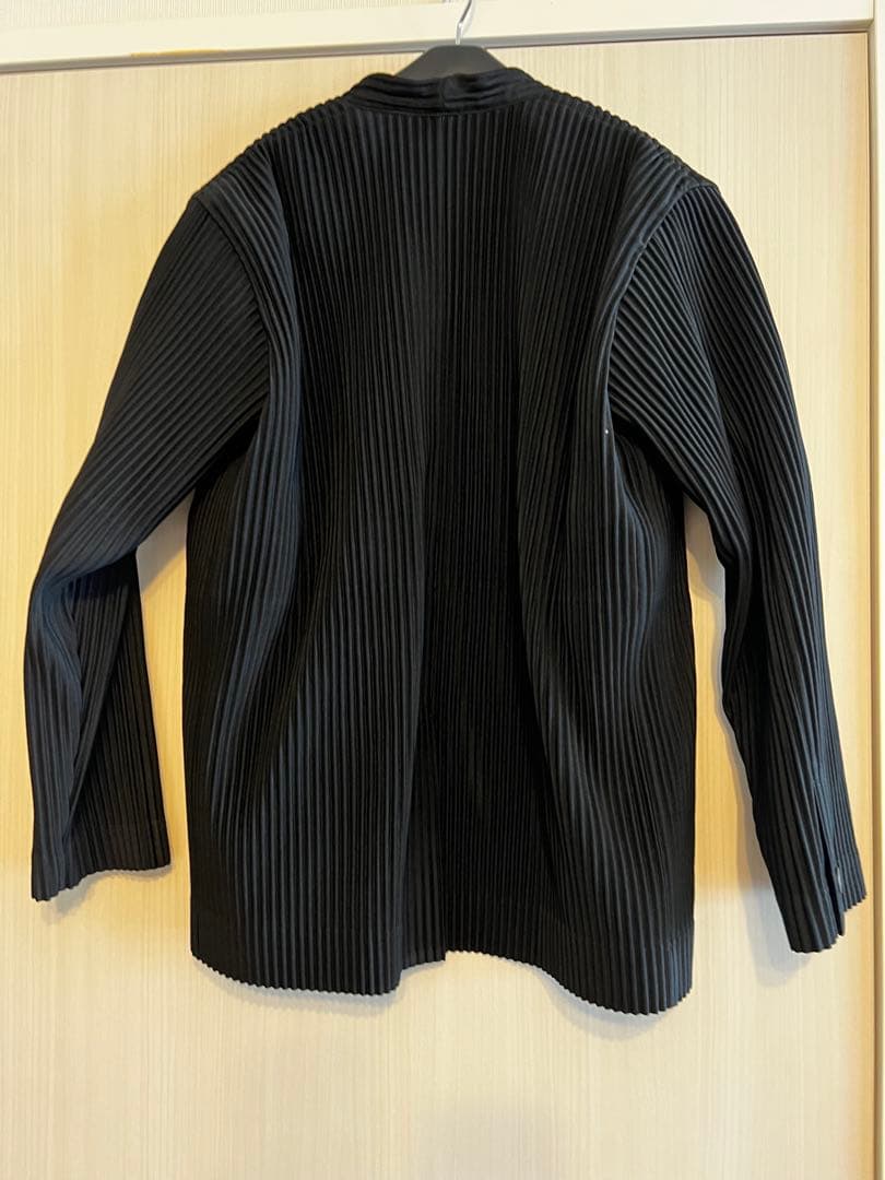 オムプリッセ　ブラック プリーツ ノーカラージャケット