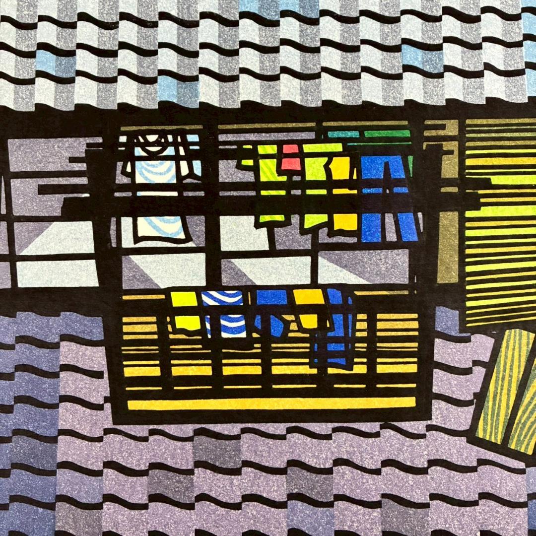 クリフトン・カーフ「ROOF TILES 屋根瓦」木版画 直筆サイン入 ’84