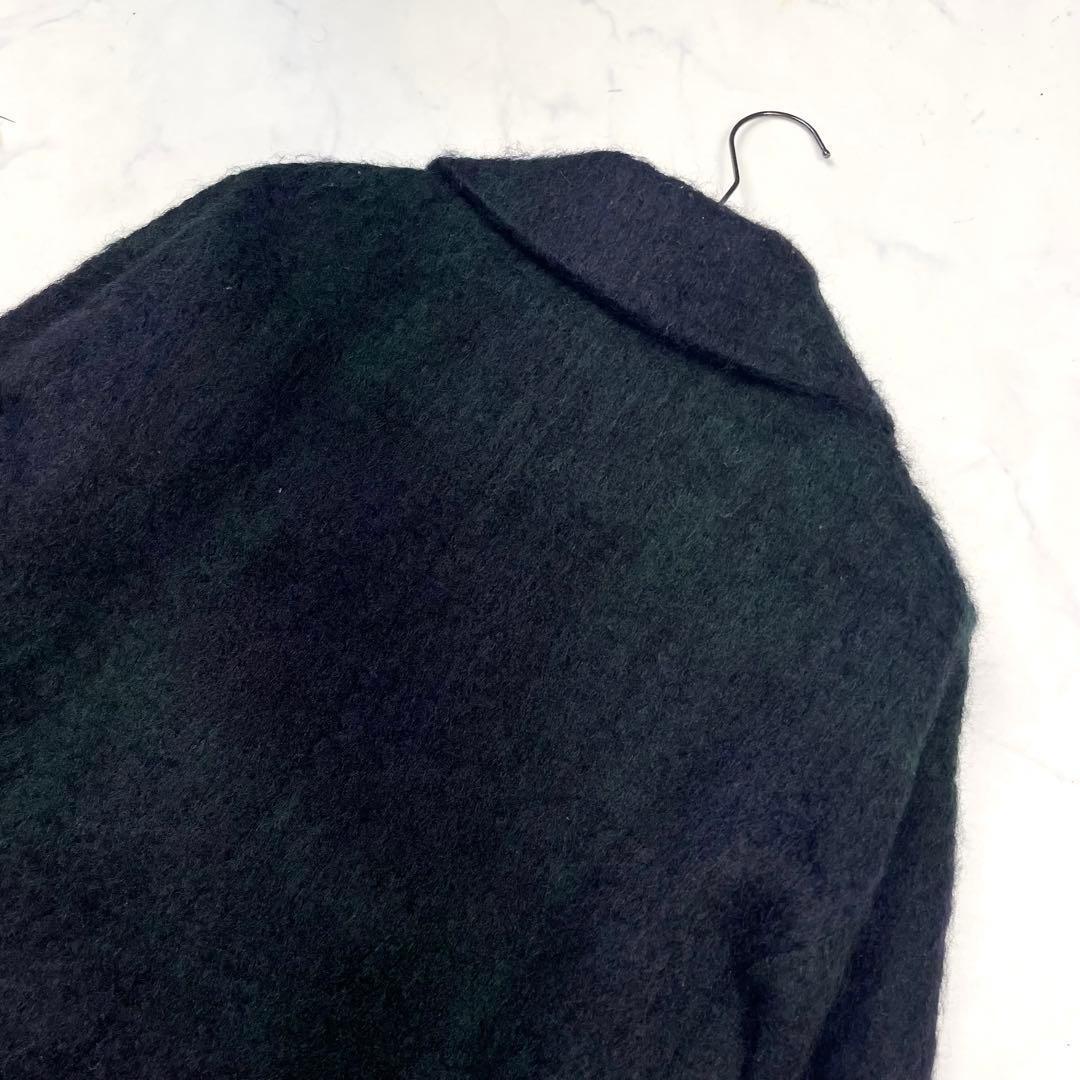 マッキントッシュ シャギーコート モヘヤ混 チェック 金ボタン