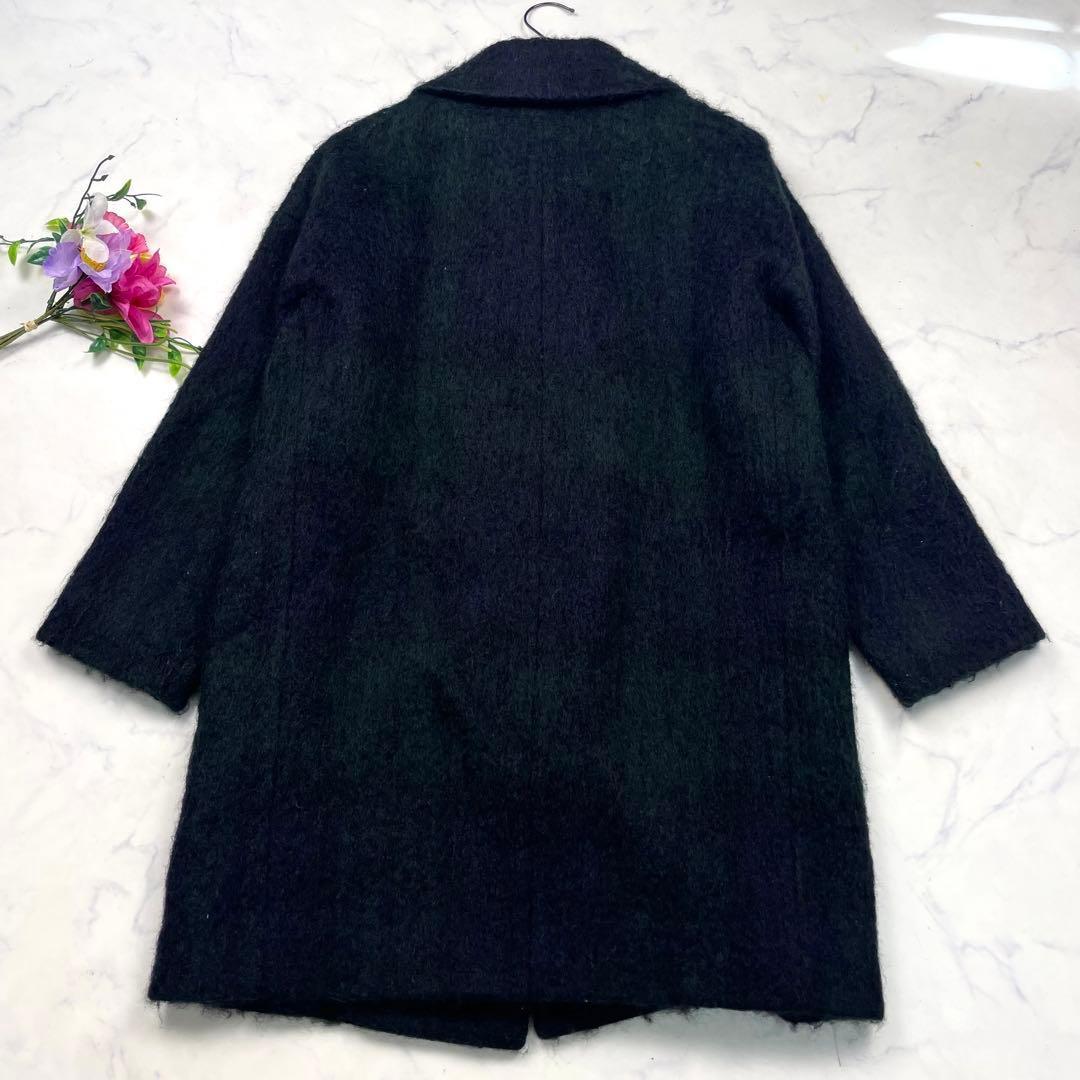 マッキントッシュ シャギーコート モヘヤ混 チェック 金ボタン