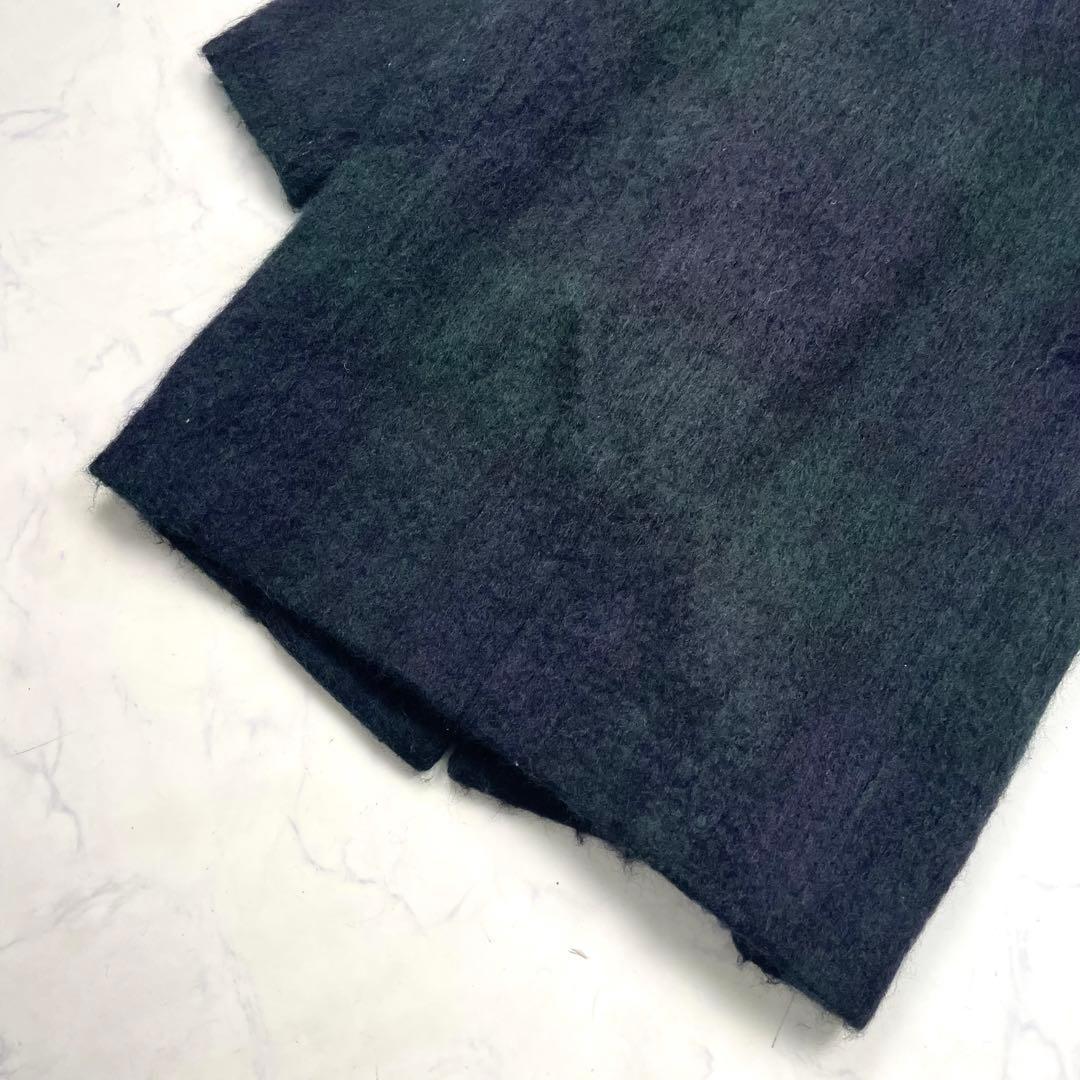 マッキントッシュ シャギーコート モヘヤ混 チェック 金ボタン