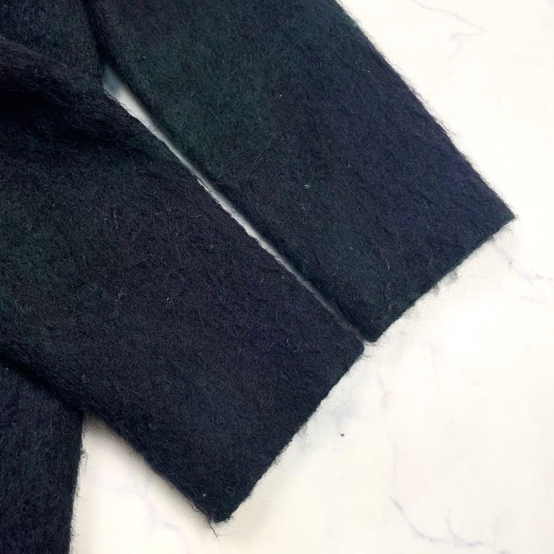 マッキントッシュ シャギーコート モヘヤ混 チェック 金ボタン