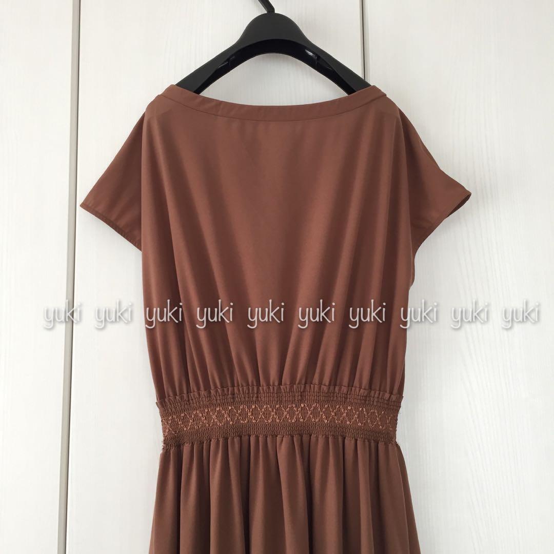 ANAYI ポリエステルギャザーワンピース 36 ブラウン