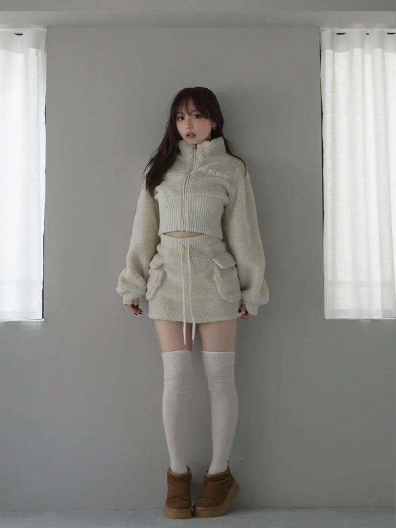 スカート ANDMARY Fluffy mini skirt beige